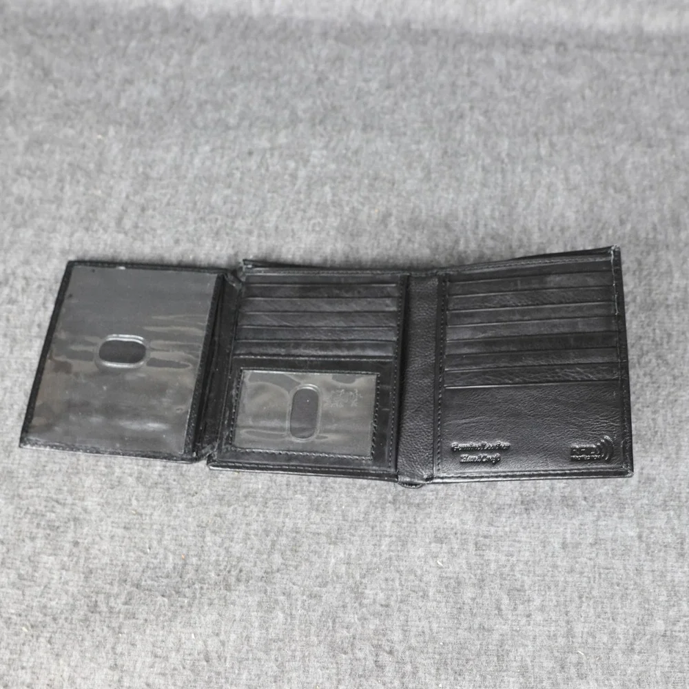 Leather Wallet Mens One Size Black Bifold RFID Protection Card Holder Slim